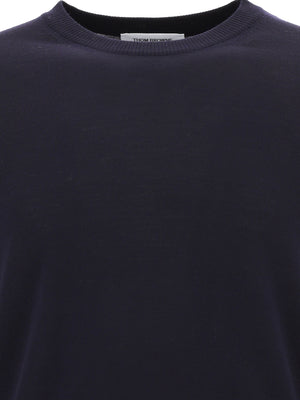 THOM BROWNE Navy Blue 4-BAR Merino Wool Knit Jumper for Men - SS24 Collection