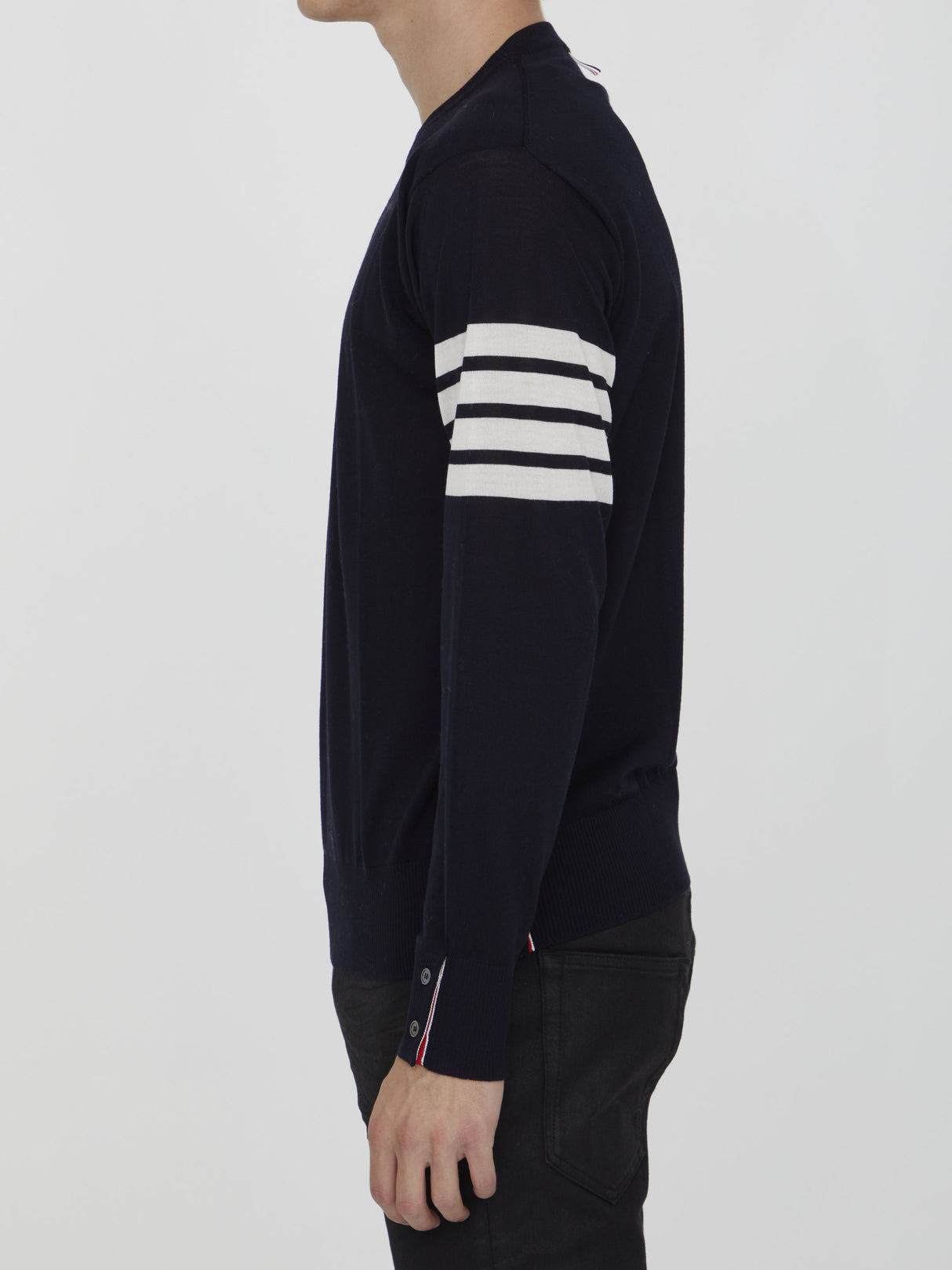 THOM BROWNE Lightweight 4-Bar Crewneck Pullover - Size 3