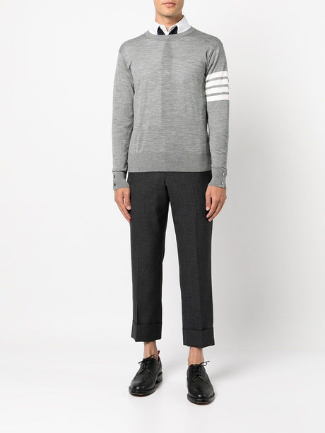 THOM BROWNE Men's 4-Bar Grey Wool Sweater for SS24