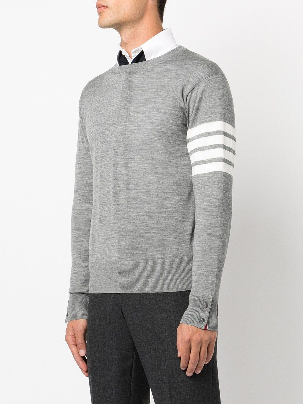 THOM BROWNE Men's 4-Bar Grey Wool Sweater for SS24