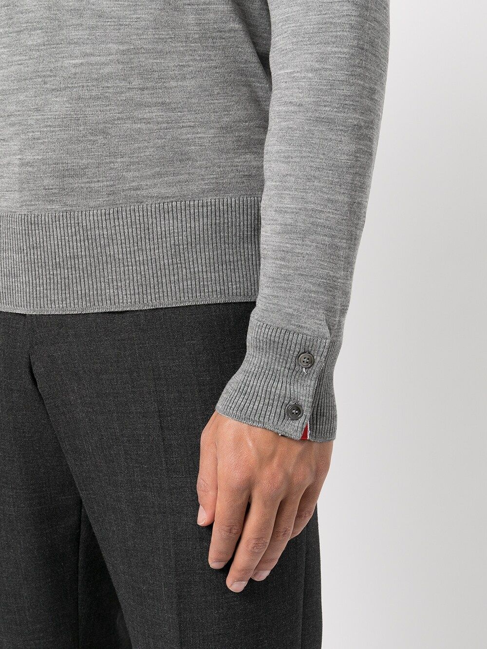 THOM BROWNE Men's 4-Bar Grey Wool Sweater for SS24