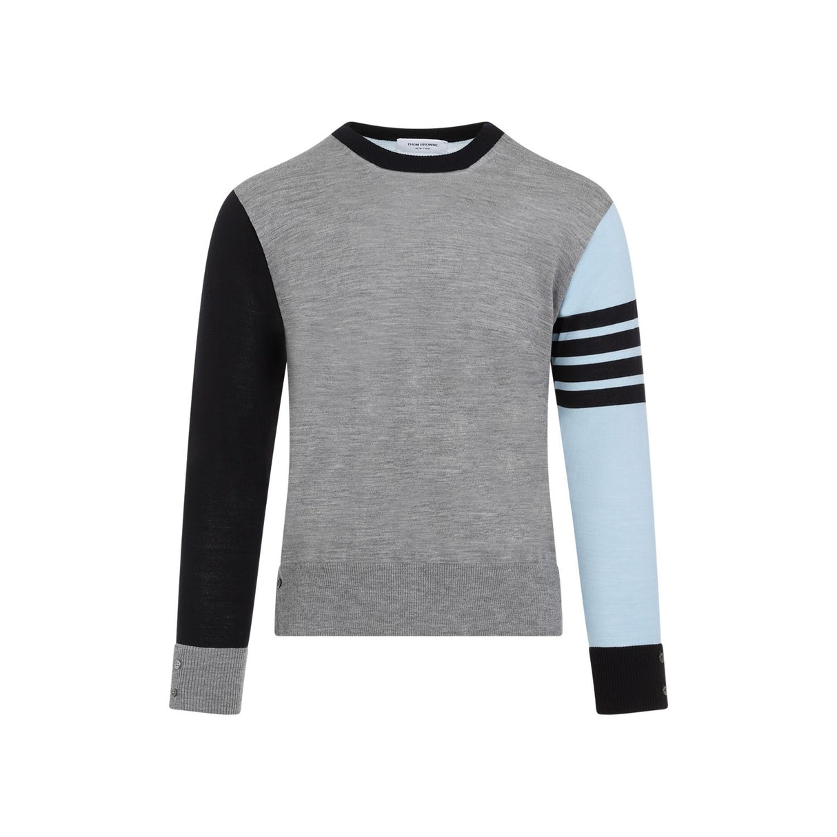 THOM BROWNE MEN'S SS23 MULTICOLOURED COLOUR-BLOCK WOOL SWEATER