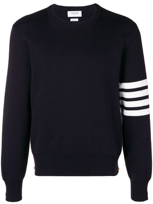 THOM BROWNE Cotton Crepe Crew Neck Pullover for Men - SS25 Collection