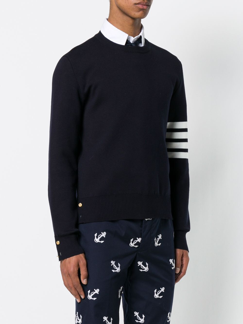 THOM BROWNE Cotton Crepe Crew Neck Pullover for Men - SS25 Collection