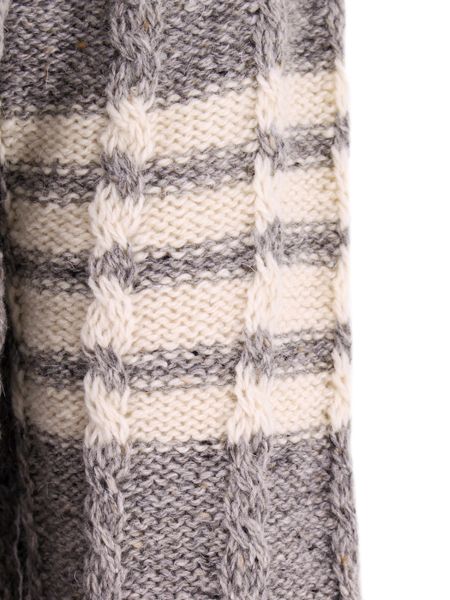 THOM BROWNE Blue Braided Wool Sweater with Contrast 4-Bar Detail and Tricolor Accents