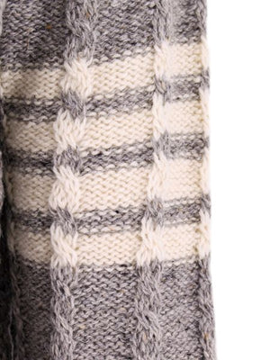 THOM BROWNE Blue Braided Wool Sweater with Contrast 4-Bar Detail and Tricolor Accents