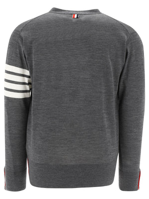 THOM BROWNE Grey Merino 4-Bar Knit Cardigan for Men - FW23