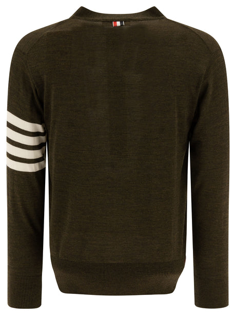 THOM BROWNE Classic Wool Knit Sweater in Green