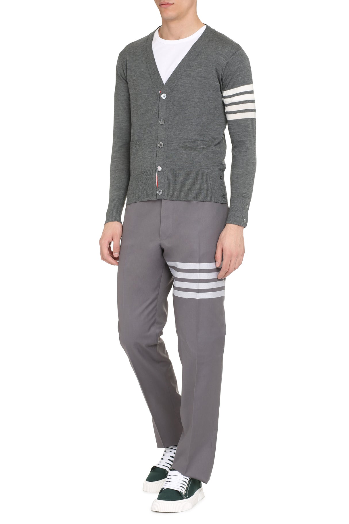 THOM BROWNE Men's Merino Wool 4-Bar Cardigan - Size 3