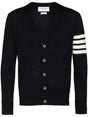 THOM BROWNE Classic Wool Cardigan with Signature Stripes