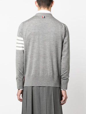 THOM BROWNE Grey Wool 4-Bar Cardigan for Men - SS24 Collection