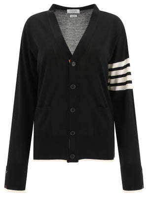 THOM BROWNE Classic Wool Cardigan with Signature Stripe