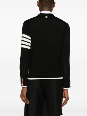 THOM BROWNE Relaxed Fit Merino Cardigan with Signature Stripe Detail