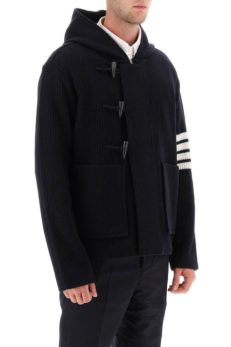 THOM BROWNE Hooded Cardigan with Tricolor Detail - Size Conversion Available