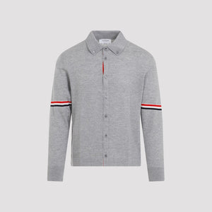 THOM BROWNE Elegant Grey Long Sleeve Wool Shirt