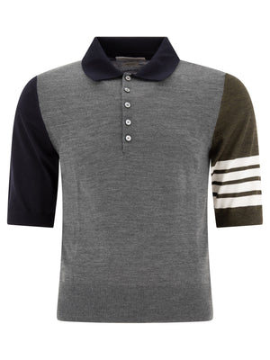 THOM BROWNE Classic Wool Polo in Fun Mix Gray