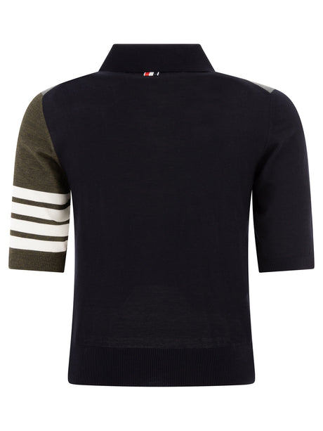 THOM BROWNE Classic Wool Polo in Fun Mix Gray