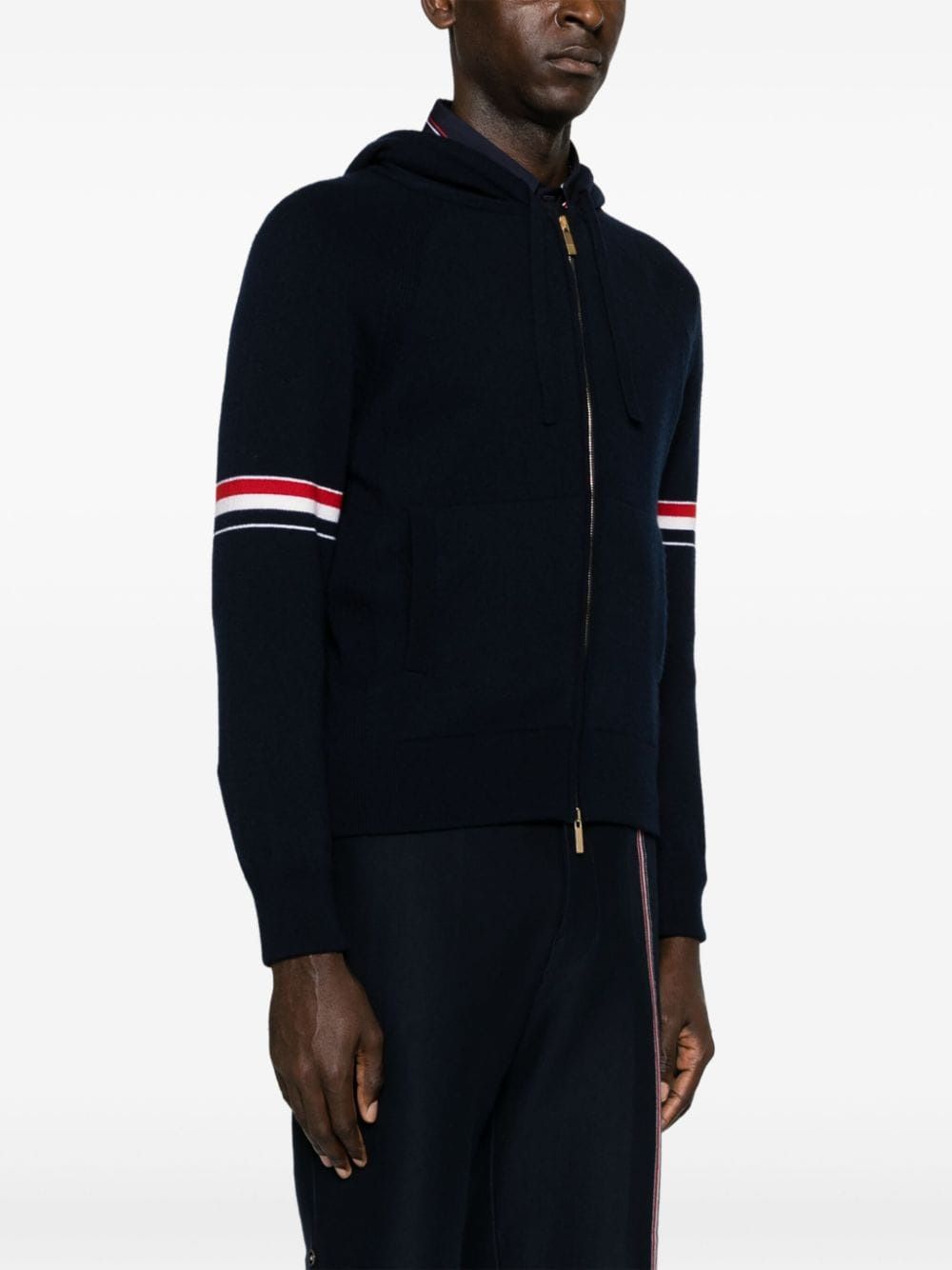 Áo Hoodie dệt jacquard kéo khóa THOM BROWNE