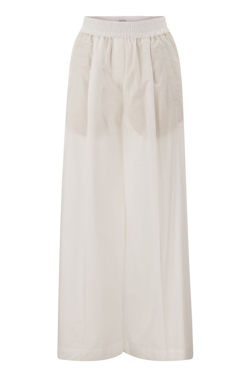 BRUNELLO CUCINELLI Relaxed Light Cotton Trousers with Feminine Details and Soft Texture