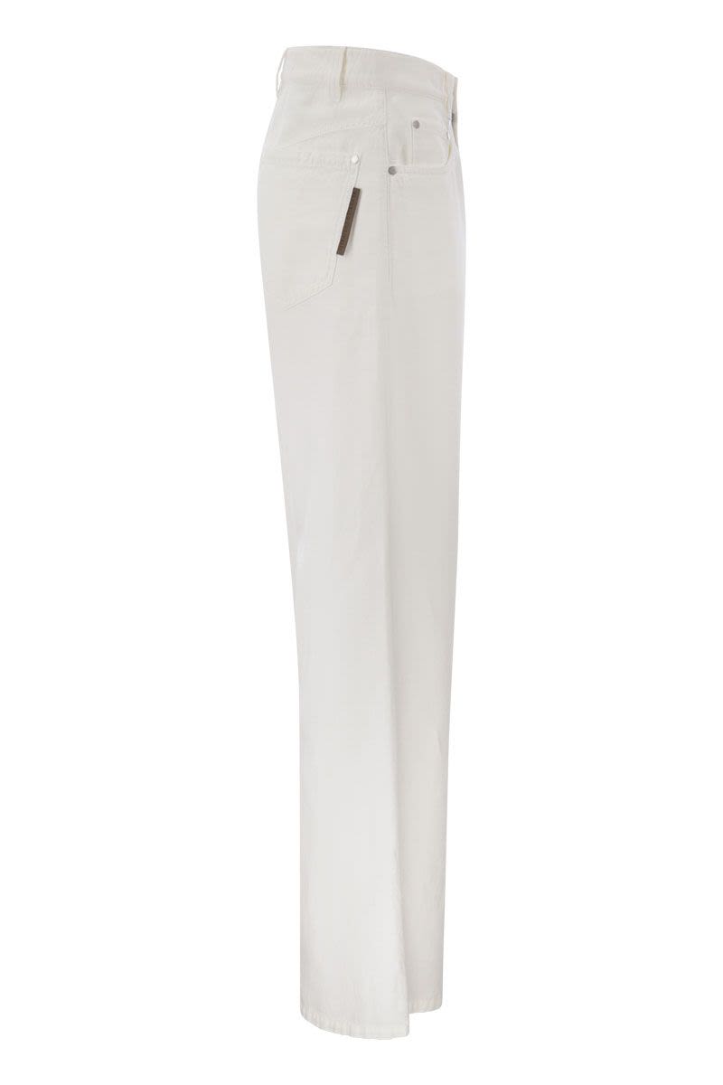 BRUNELLO CUCINELLI White Cotton and Linen Trousers for Women by Famous Designer