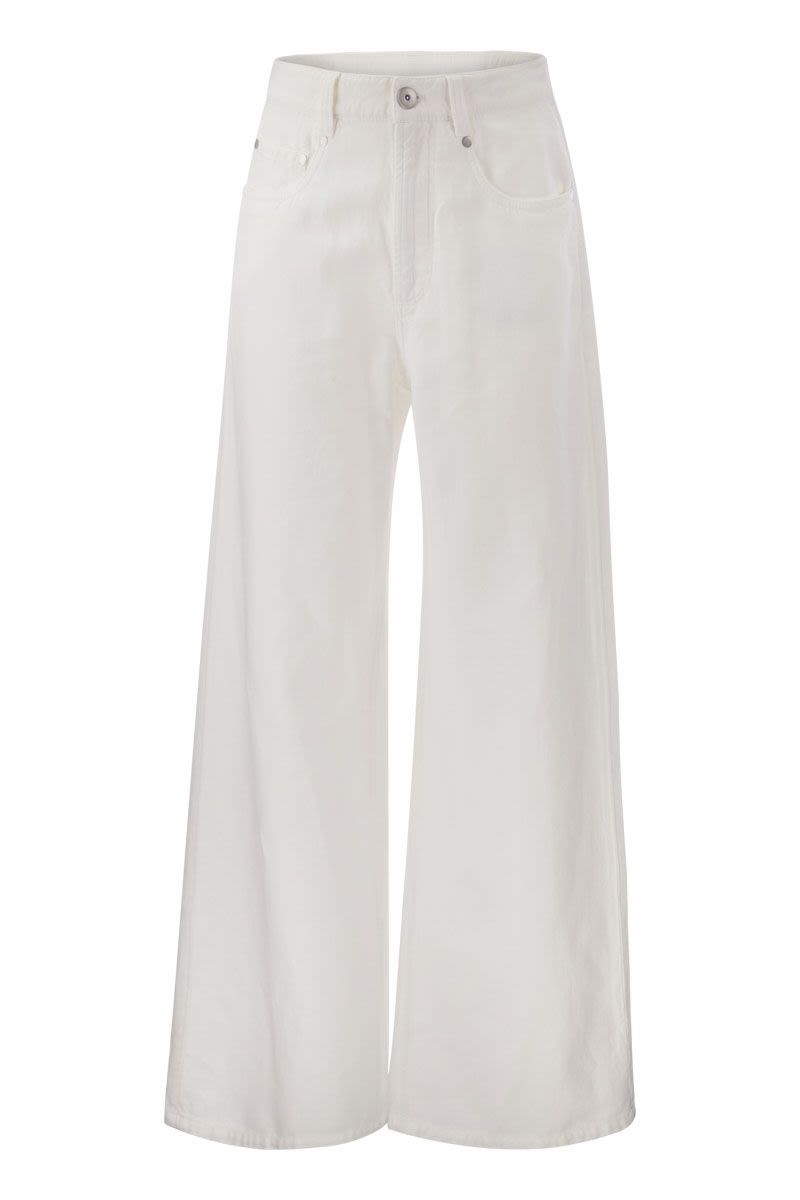 BRUNELLO CUCINELLI White Cotton and Linen Trousers for Women by Famous Designer