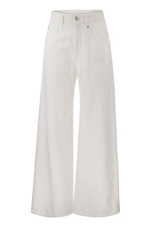 BRUNELLO CUCINELLI White Cotton and Linen Trousers for Women by Famous Designer