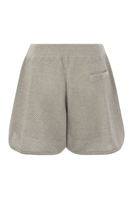 BRUNELLO CUCINELLI Sparkling Net Knit Cotton Shorts - Feminine and Sporty Style for SS24
