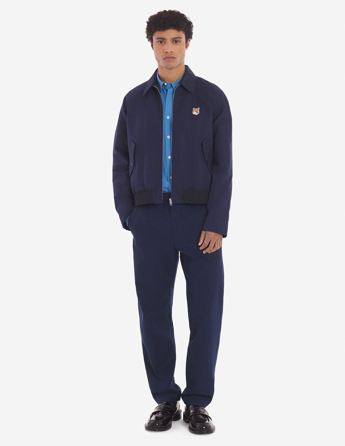 MAISON KITSUNÉ Navy Cotton Bomber Jacket for Men: SS24 Collection