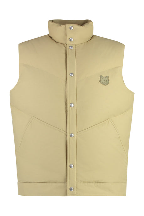 MAISON KITSUNÉ Tan Stand Up Collar Padded Bodywarmer for Men - SS24 Collection