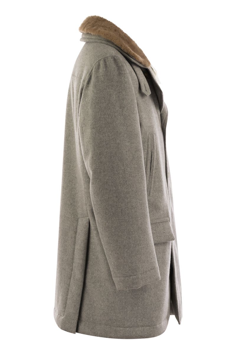 BRUNELLO CUCINELLI Luxurious Cashmere Jacket with Shearling Collar