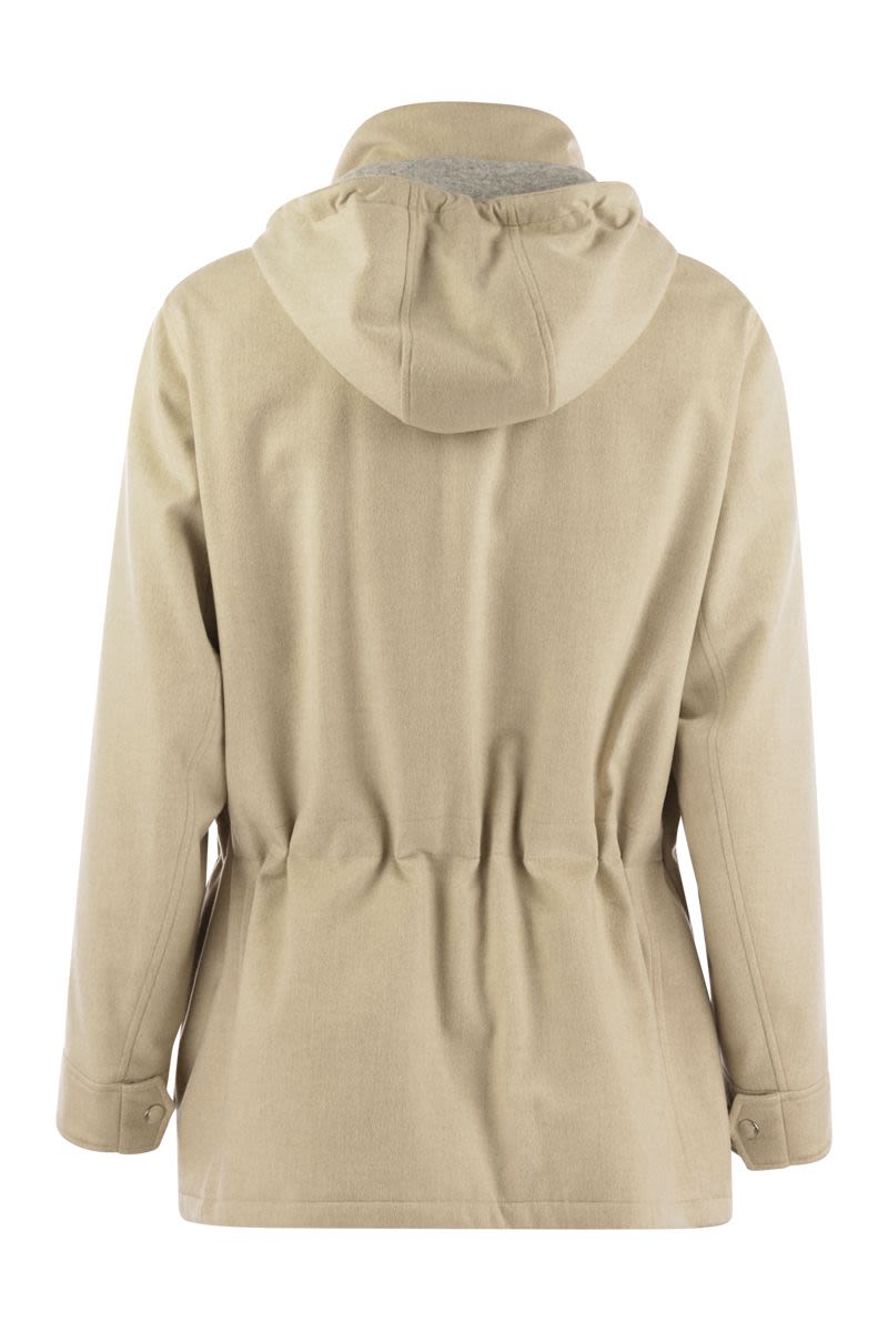 BRUNELLO CUCINELLI Luxury Suede Hooded Jacket with Cashmere Trim