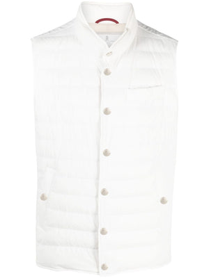 BRUNELLO CUCINELLI Men's White Padded Vest for FW23 Season