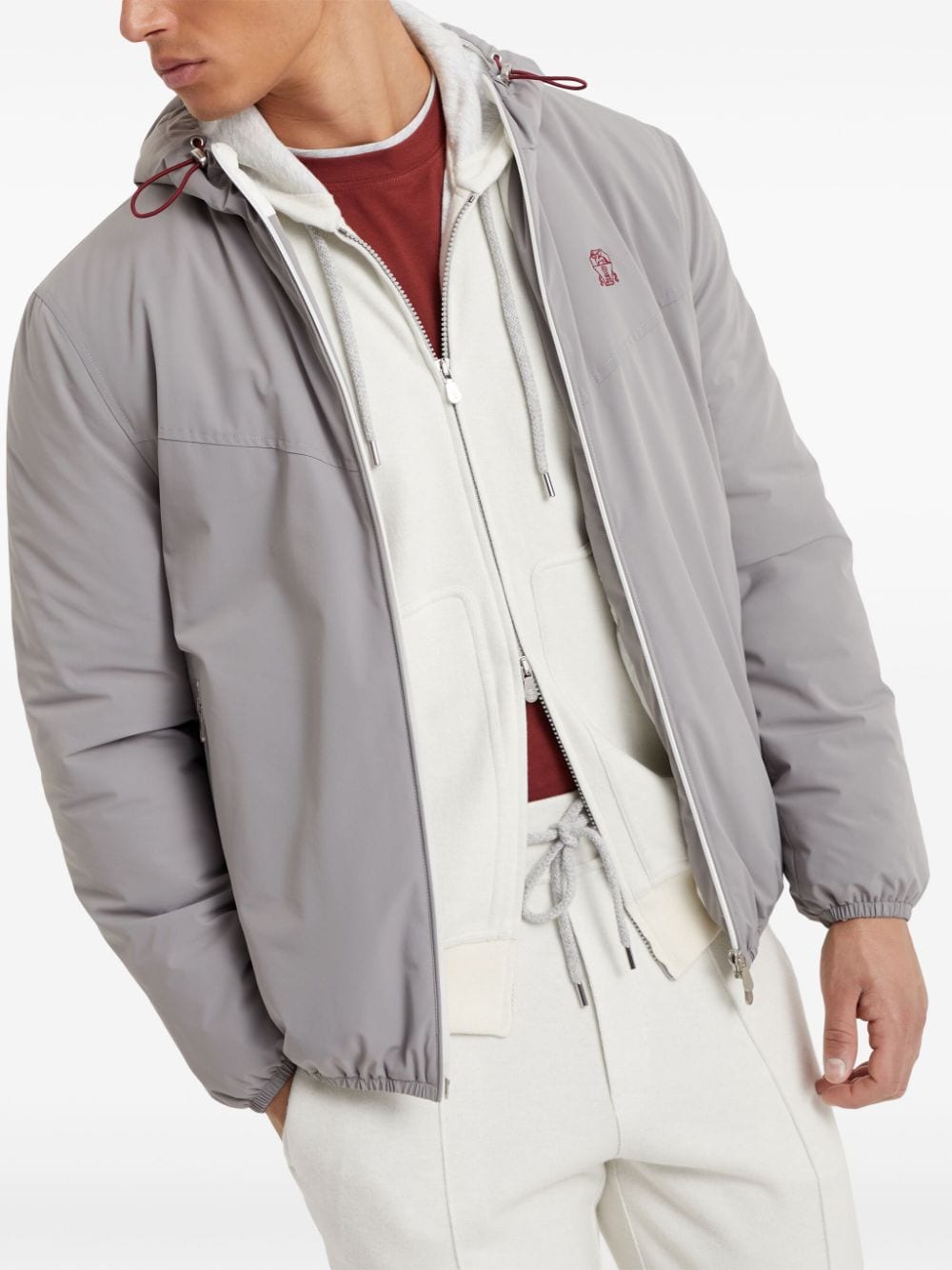 BRUNELLO CUCINELLI Men's Light Grey Nylon Blouson Jacket