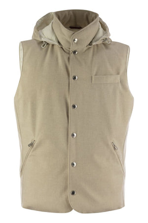 BRUNELLO CUCINELLI Men's Sleeveless Down Waistcoat with Detachable Hoodie