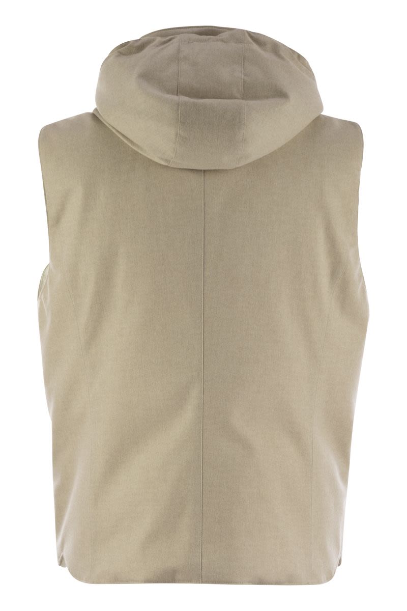 BRUNELLO CUCINELLI Men's Sleeveless Down Waistcoat with Detachable Hoodie