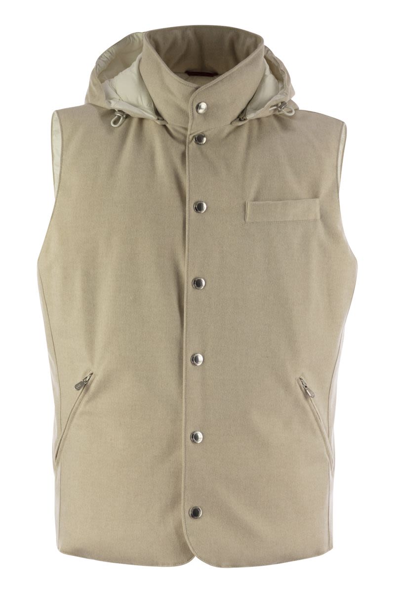 BRUNELLO CUCINELLI Elegant Sleeveless Down Vest with Detachable Hood