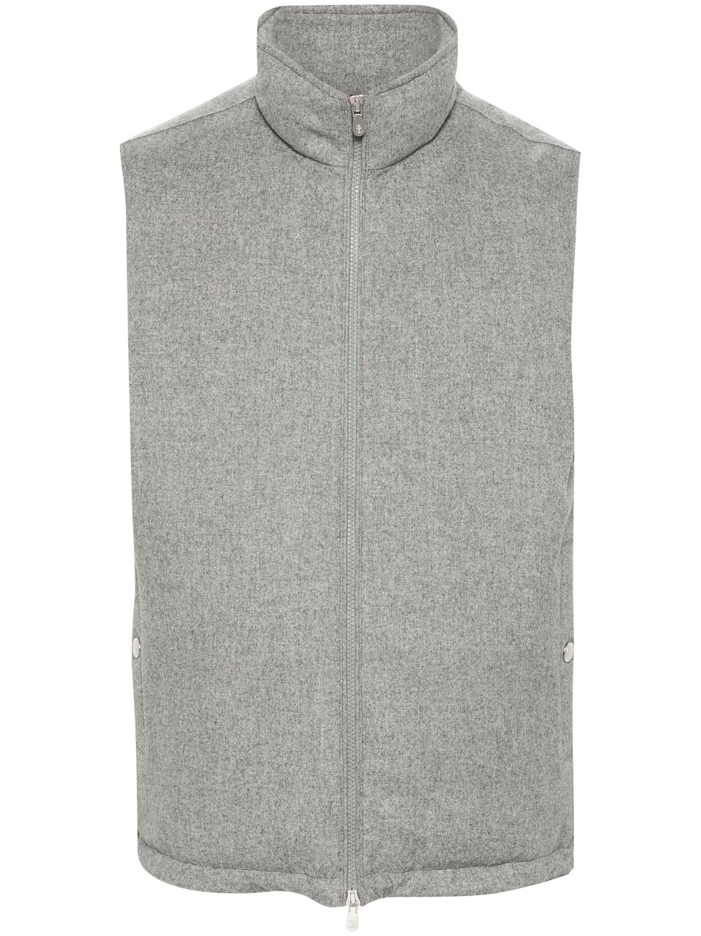 BRUNELLO CUCINELLI Sophisticated Heather Grey Wool Down Vest