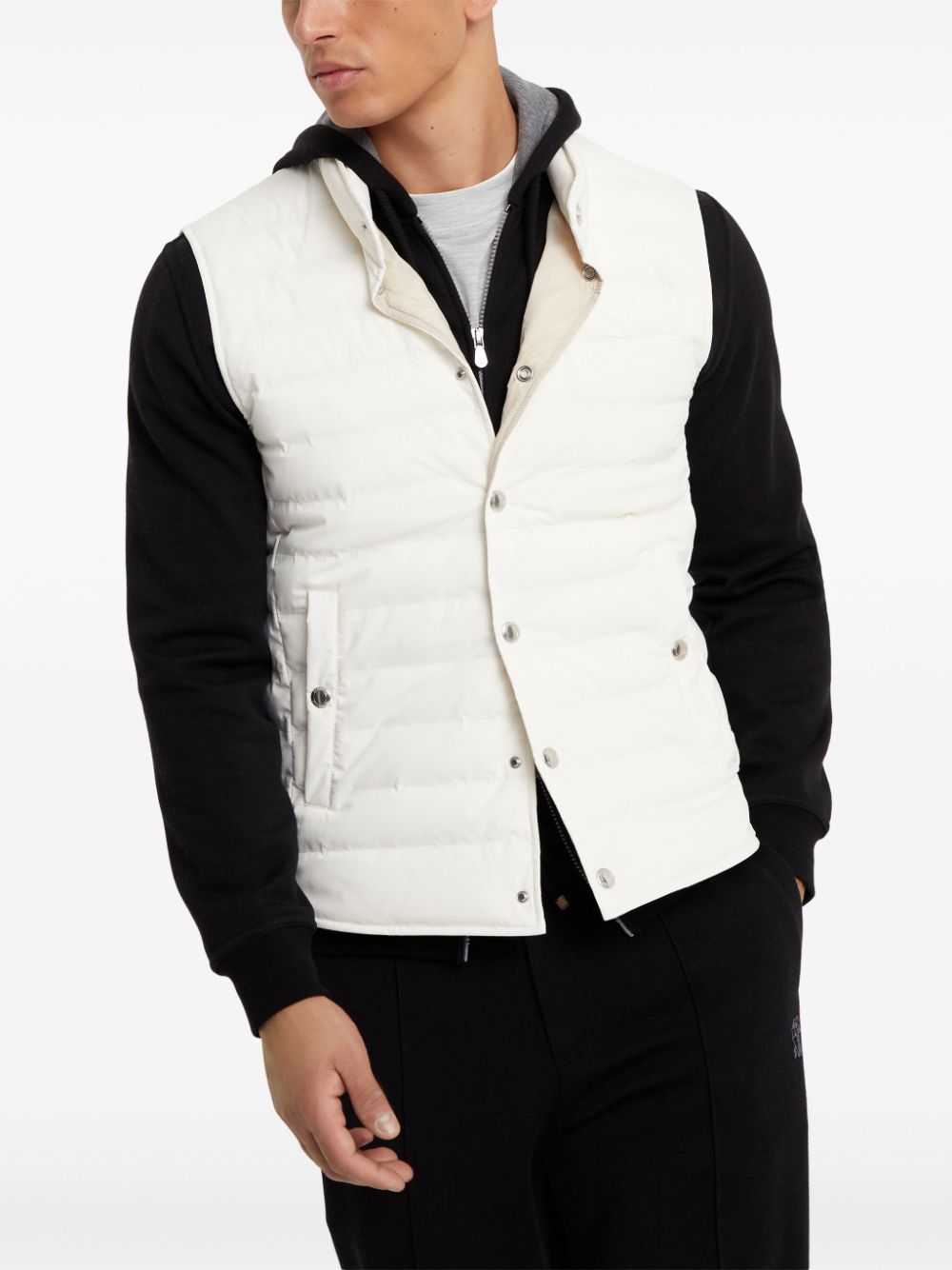 BRUNELLO CUCINELLI Elegant Winter White Quilted Down Vest