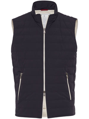 BRUNELLO CUCINELLI Navy Blue Down Vest for Men