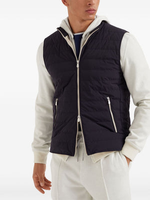 BRUNELLO CUCINELLI Navy Blue Down Vest for Men