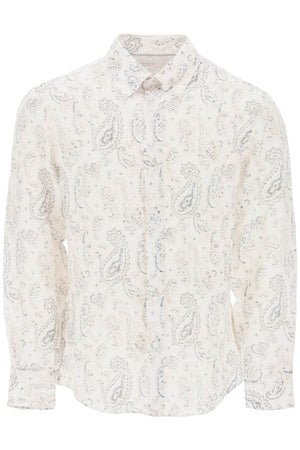 BRUNELLO CUCINELLI Light Linen Canvas Shirt with Paisley Pattern for Men