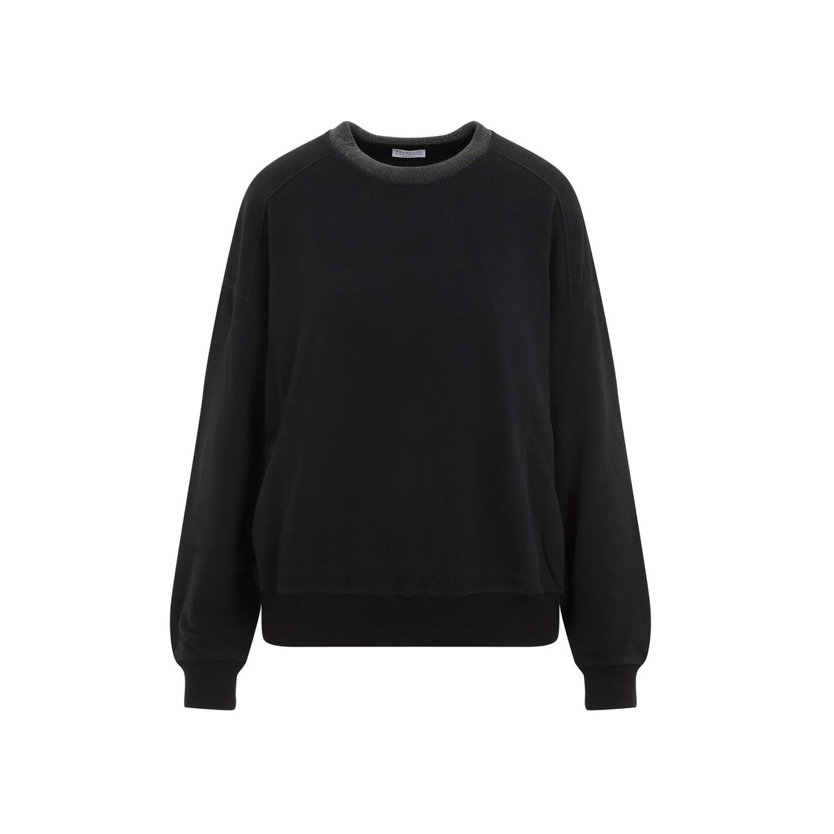 BRUNELLO CUCINELLI Elegant Black Cotton Sweatshirt with Monile Detailing