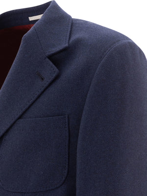 BRUNELLO CUCINELLI WOOL, SILK AND CASHMERE DIAGONAL DECONSTRUCTED BLAZER WITH PATCH POCKETS