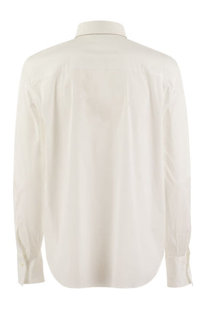 BRUNELLO CUCINELLI Elegant Poplin Shirt with Shimmering Collar Trim