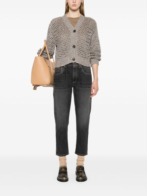 BRUNELLO CUCINELLI Elegant Black Skinny Denim Jeans with Monili Chain Detail