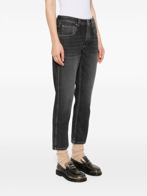 BRUNELLO CUCINELLI Elegant Black Skinny Denim Jeans with Monili Chain Detail