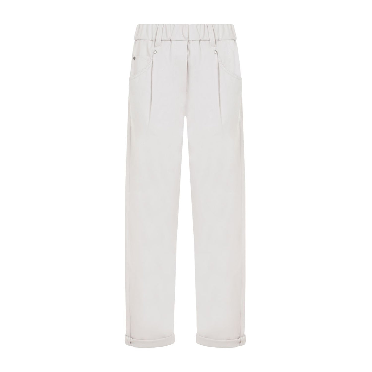 BRUNELLO CUCINELLI Women’s Relaxed Baggy Trousers in Stretch Cotton with Shiny Details