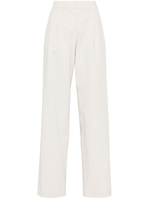 BRUNELLO CUCINELLI Women's Light Beige Stretch-Cotton Denim Trousers