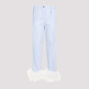 MIU MIU Women's Blue Cotton Pants - SS24 Collection