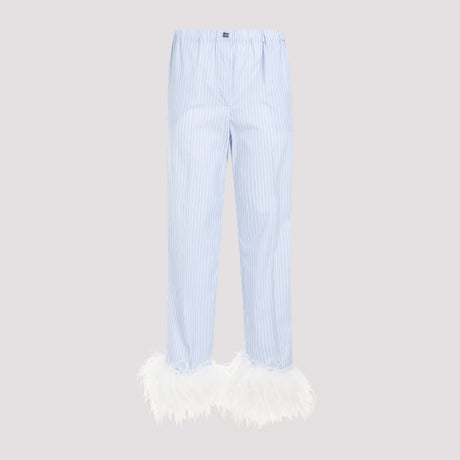 MIU MIU Women's Blue Cotton Pants - SS24 Collection